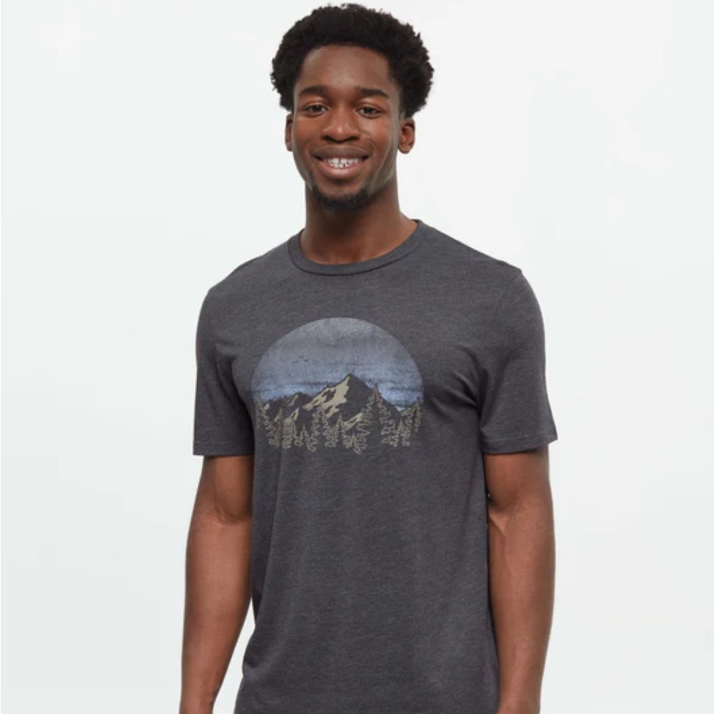 TenTree Men's MD Heathered Black Graphic T-Shirt